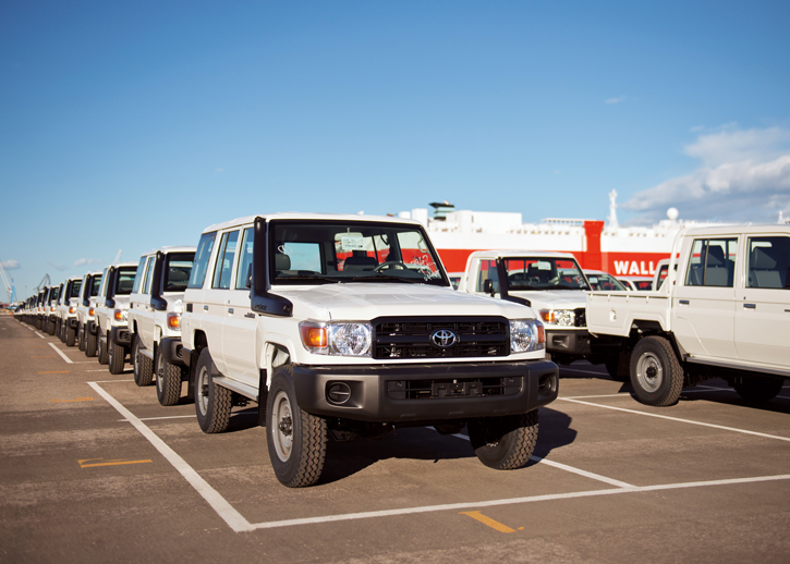 TGS trucks parked up at port