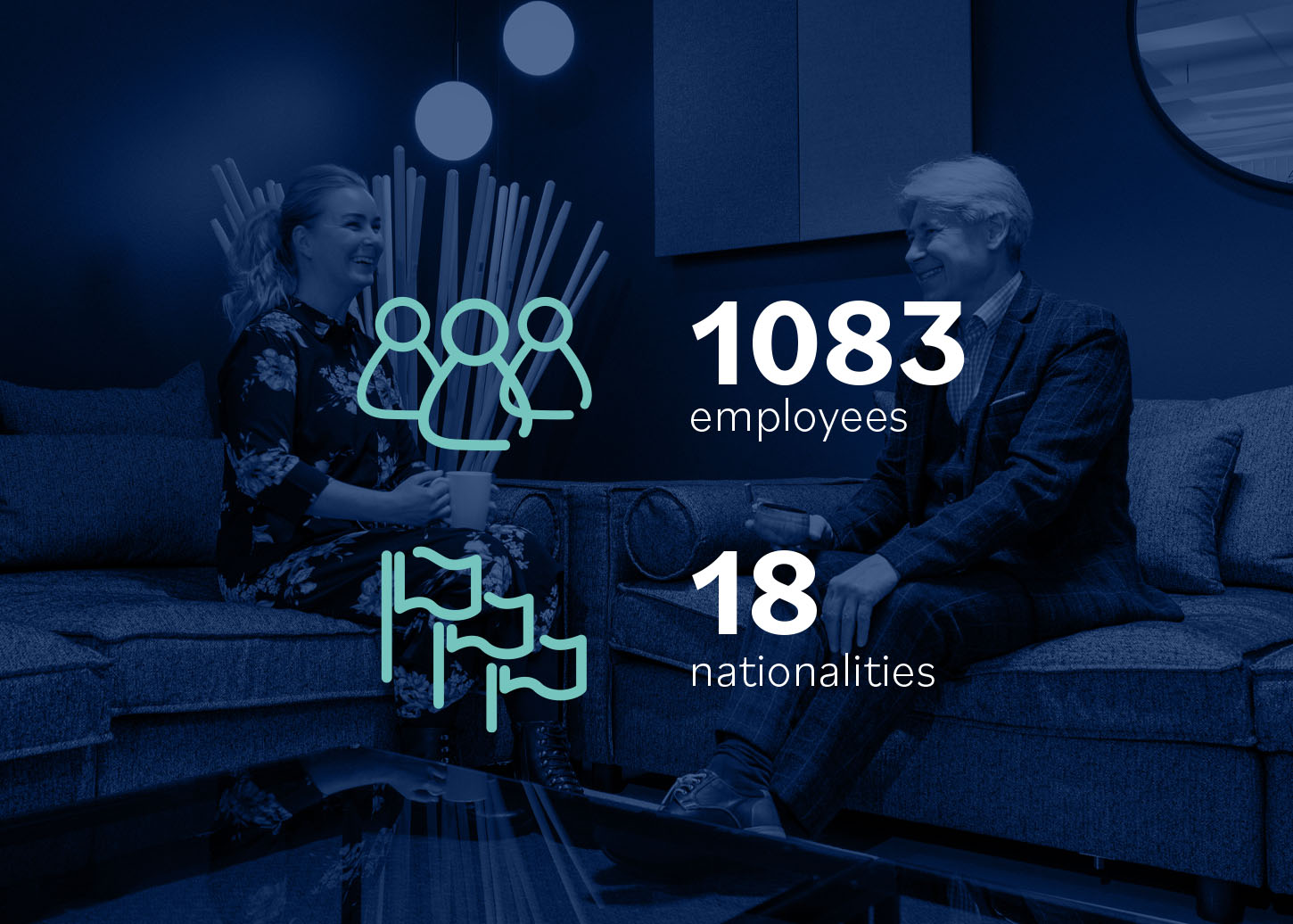 Infographic showing Bassadones employee and nationalities statistics 
