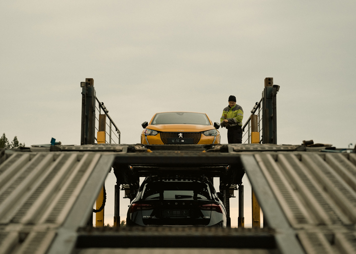 Cars on car carrying trailer